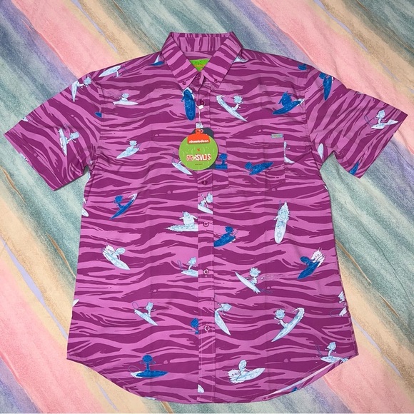 RSVLTS nickelodeon rocket power party wave kunuflex short sleeve shirt size L - Picture 1 of 5